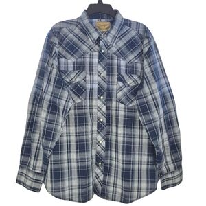 Wrangler Western Pearl Snap Buttons Shirt Size XL Plaid Long Sleeve Rodeo Cowboy